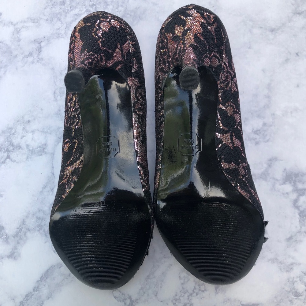 Sequin pink and black women heels - Picture 4 of 4